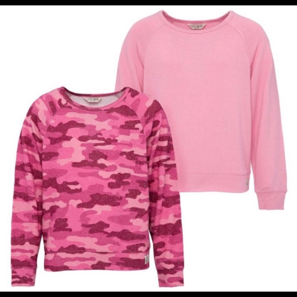 NWT Lucky Brand Girls Youth 2-pack Long Sleeve Tee Pink